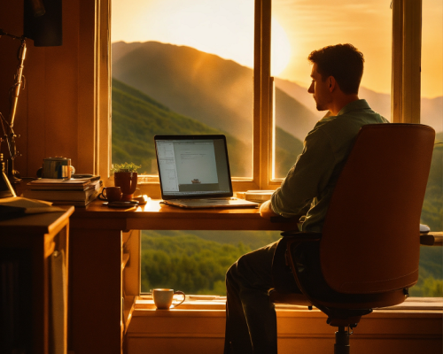 A cozy mountainside office